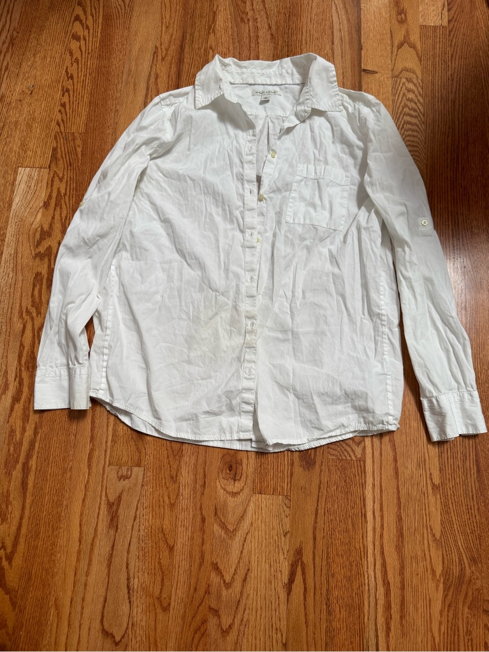 Banana Republic White Long-Sleeve Casual Button-Down Shirt